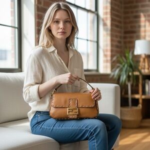 Chic Tan Leather Shoulder Bag